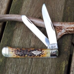 Case No 80254 Burnt Amber Bone Trapper knives for sale